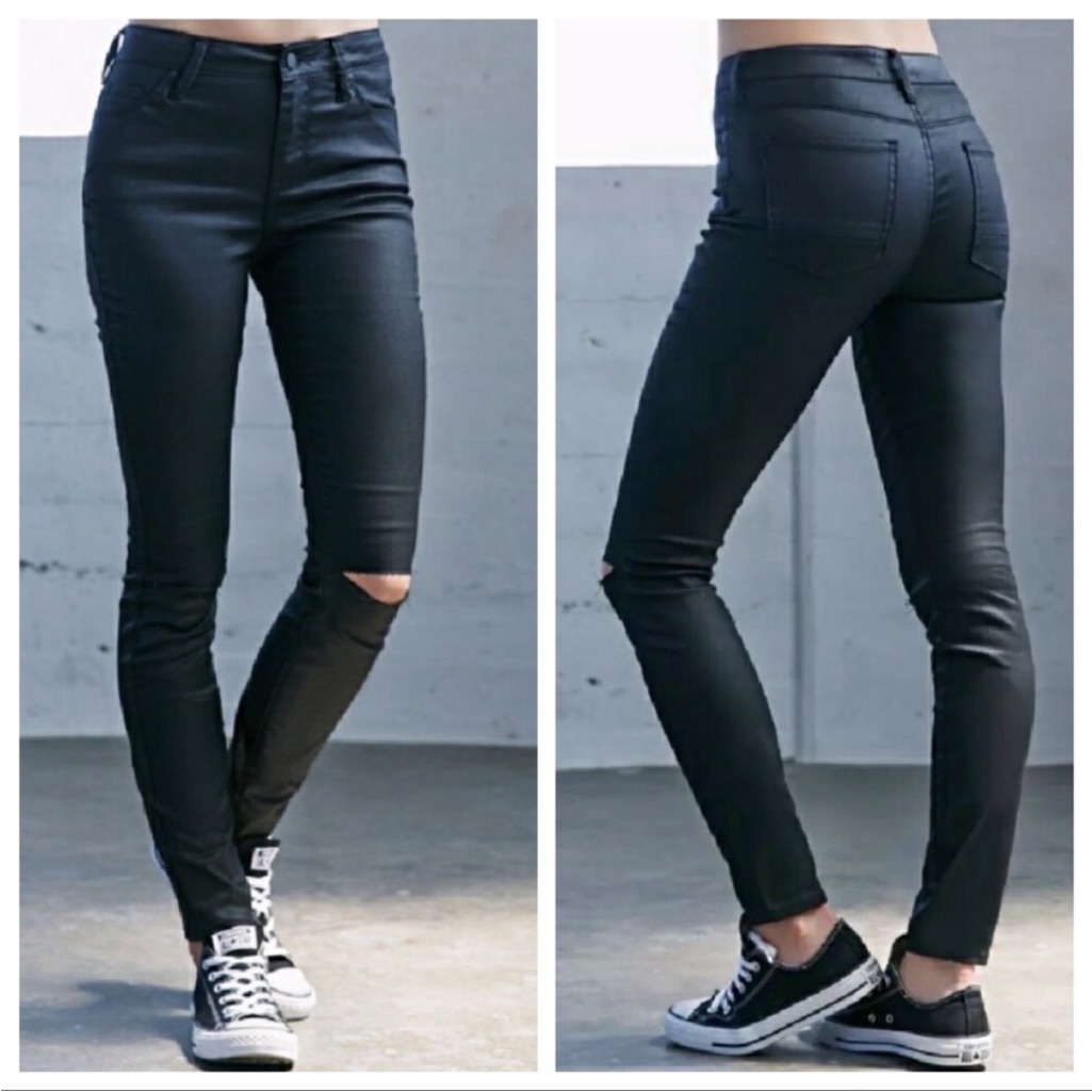 Kendall + Kylie High Rise Black Pleather Skinny Pants Size 26